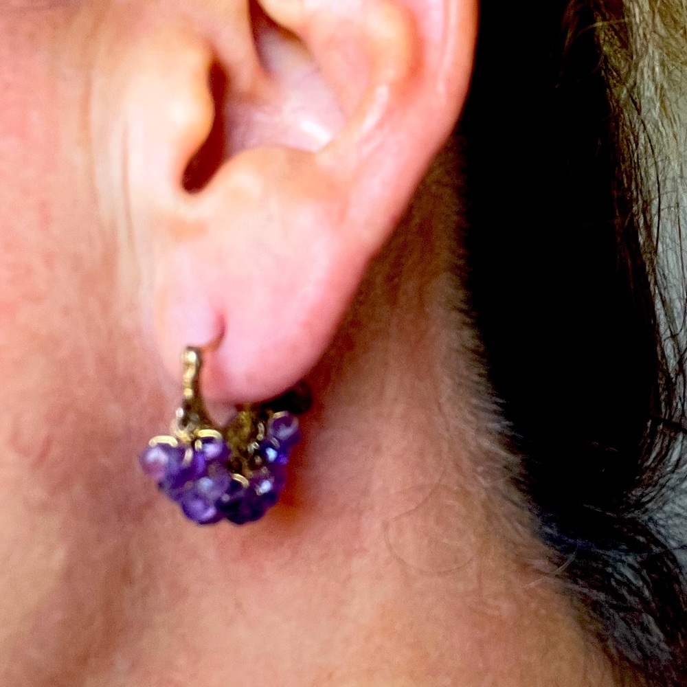 Gold an amethyst beads earrings